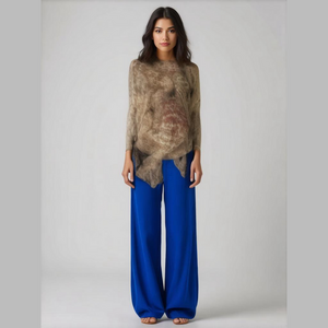 Royal blue pants. Wide leg. Tie belt. Small.